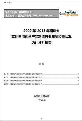 2009-2013年福建省其他日用化学产品制造行业经营状况分析年报